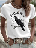 Women's F-Caw-F Raven Print Casual T-shirt