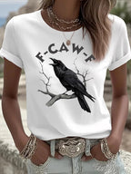 Women's F-Caw-F Raven Print Casual T-shirt