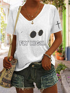 Women's “Hot Singer” Printed V-Neck T-Shirt