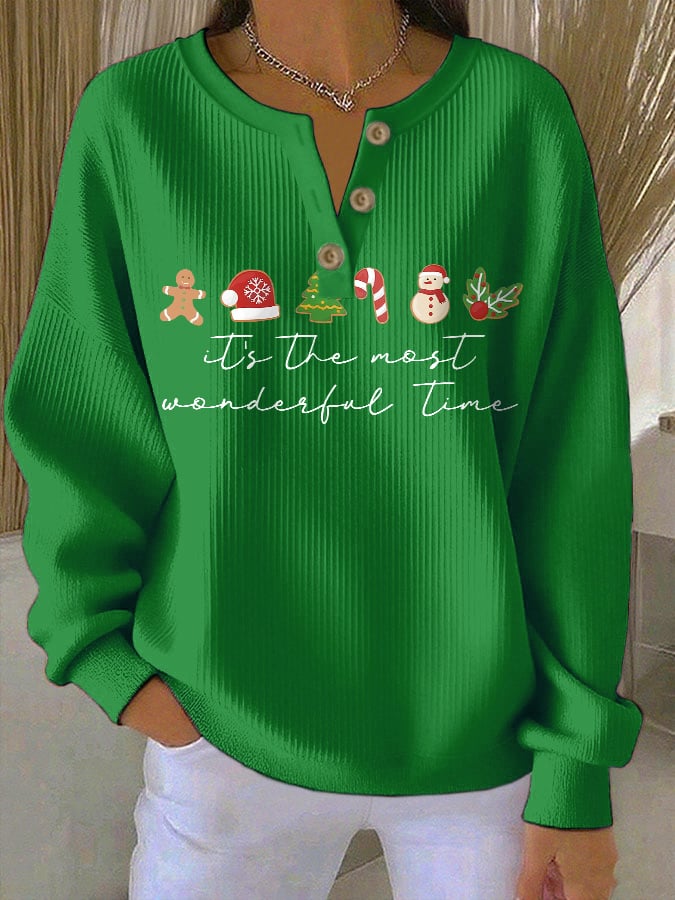 Women's Casual It's The Most Wine-Derful Time Of The Year Button-Down Sweatshirt
