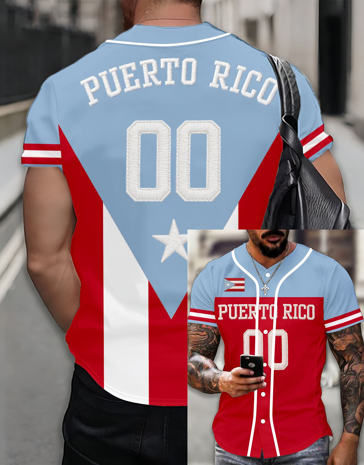 Men's Puerto Rico Baseball Printed Baseball Jersey
