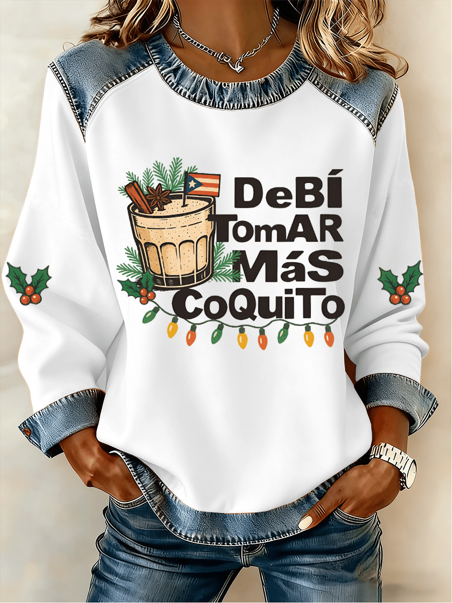 Women's Puerto Rican Christmas Print Sweatshirt