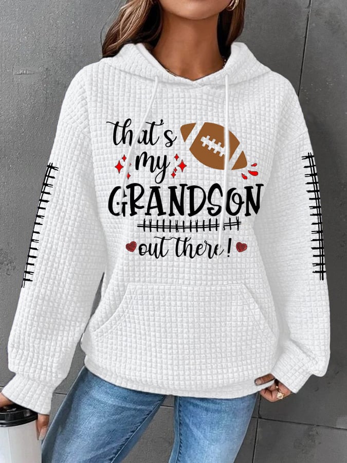 Women's That's My Grandson Out There Football Print Casual Hoodie