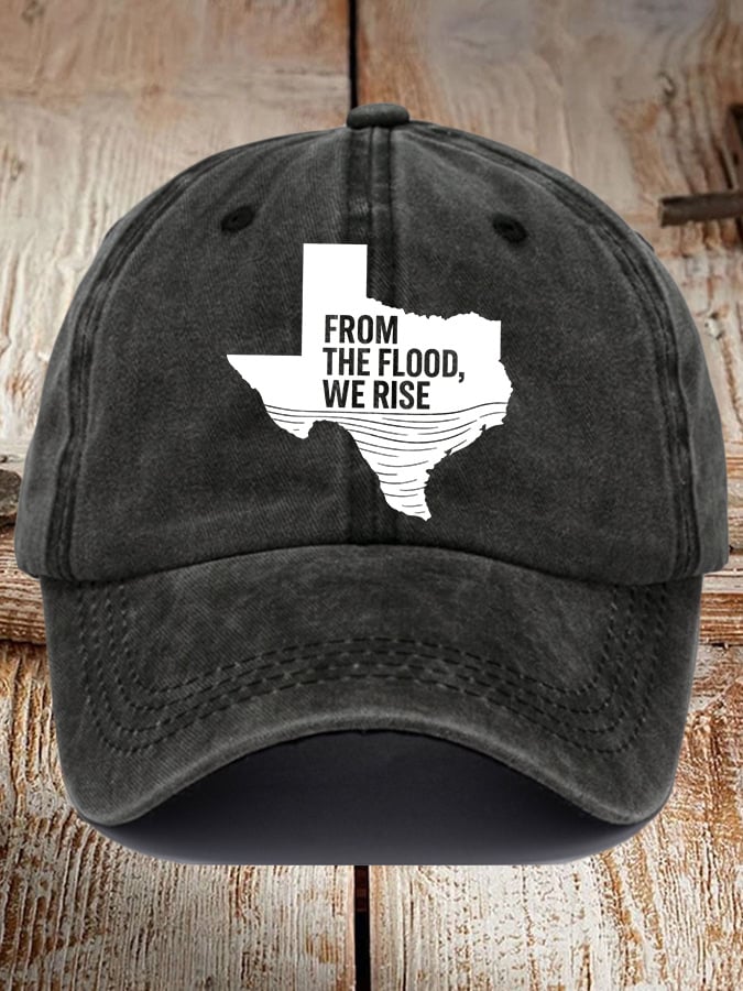 Retro Texas Strong From The Flood, We Rise Print Baseball Cap