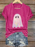 Women's Halloween Ghost Print T-Shirt