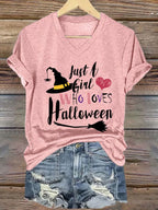 Women's Just a Girl Who Loves Halloween print casual T-shirt