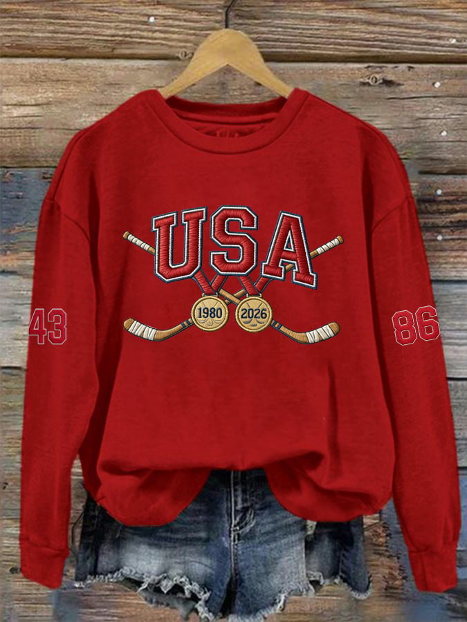 Women's  Hockey Print Sweatshirt