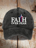 Texas Flood Faith Over Fear Cross Printed Hat for Men and Women