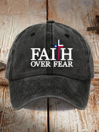 Texas Flood Faith Over Fear Cross Printed Hat for Men and Women