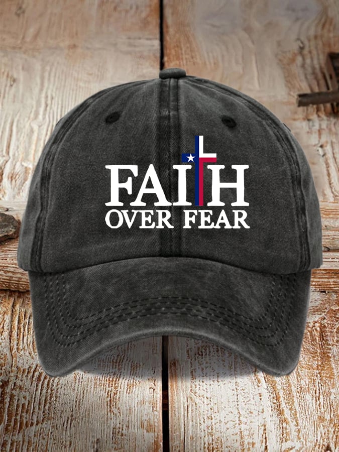 Texas Flood Faith Over Fear Cross Printed Hat for Men and Women