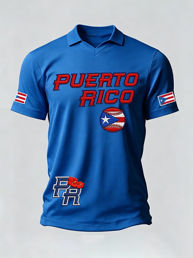 Men's Puerto Rican Baseball Printed Casual T-shirt