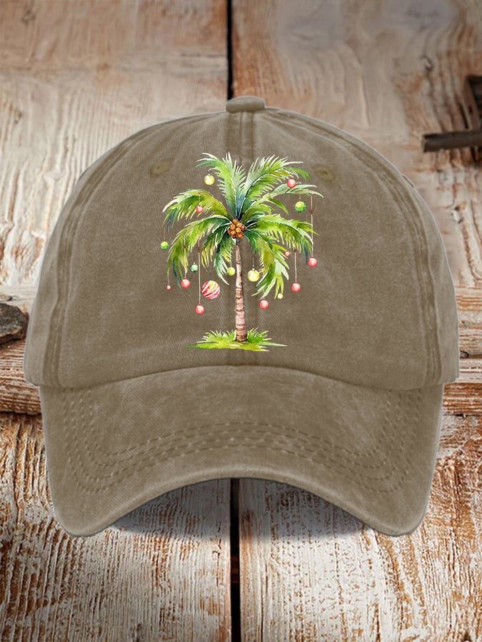 Women's Casual Christmas Palm Tree Print Baseball Cap