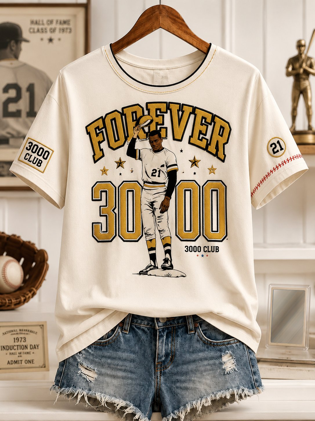 Women's Baseball Print T-shirt