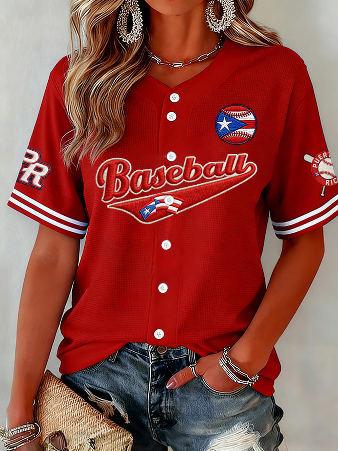 Women's  Baseball  Print Shirt