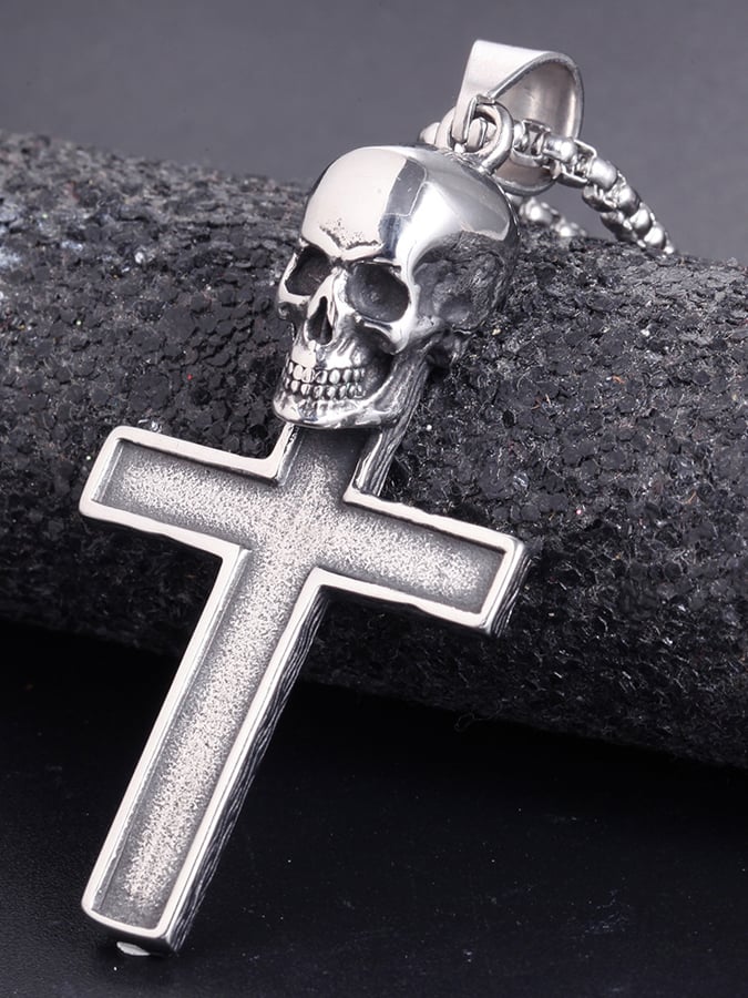 Rock Skull Cross Necklace