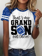 Women's Football That's My Grandson Out There Print Casual T-Shirt