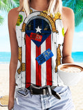 Puerto Rico Landscape Tree Frog Print Casual Vest