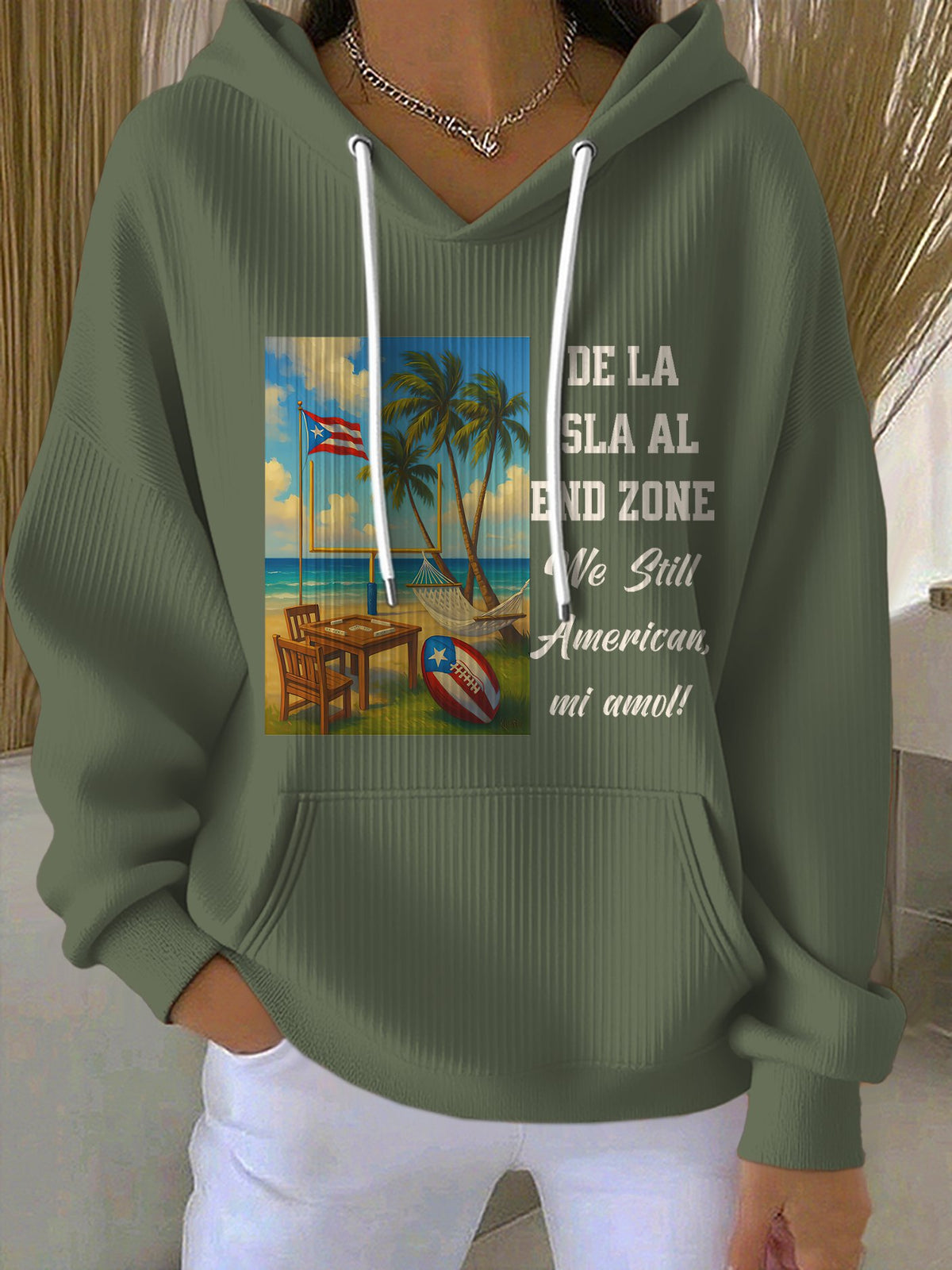 Women's Puerto Rico Singer Benito Bowl Print Casual Hoodies