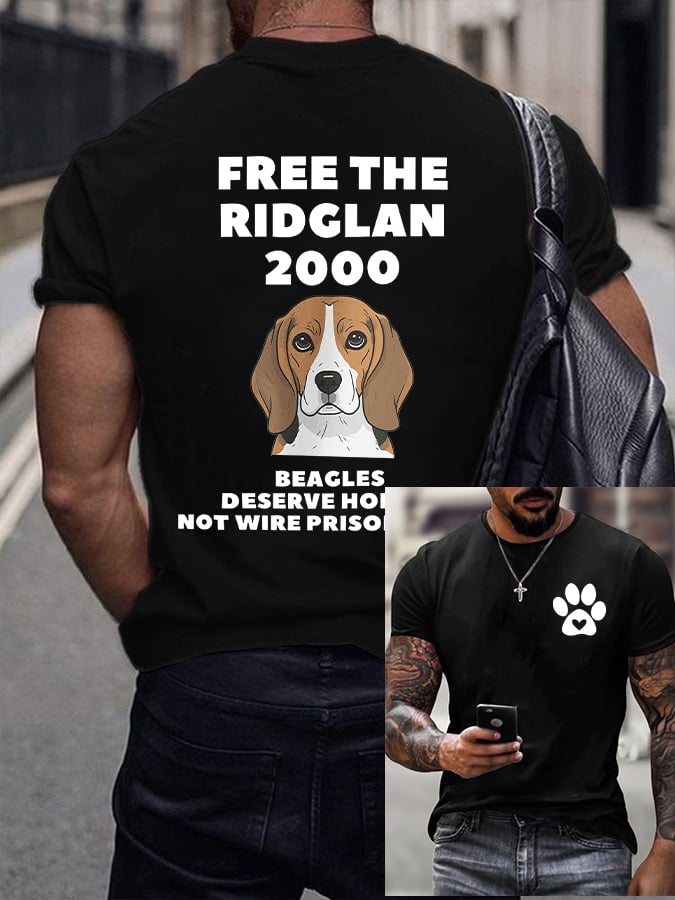 Men's Beagles Deserve Homes Not Wired Prison Cells Print Round Neck T-shirt