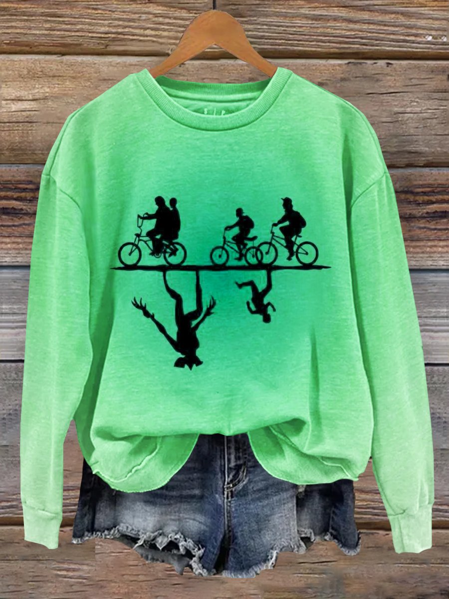 Stranger Upside Down Hawkins 80s Horror Art Printed Sweatshirt