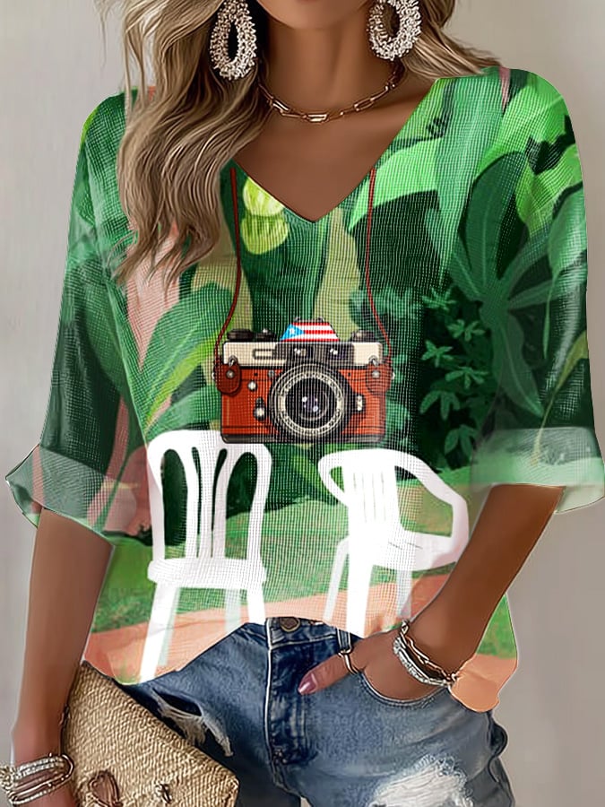 Puerto Rico Singer Printed Long Sleeve Top