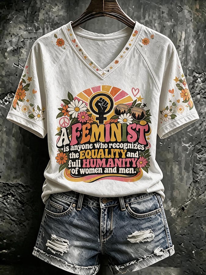 Printed T-Shirt By Someone Who Believes In Gender Equality And Acknowledges That Both Men And Women Possess Complete Humanity