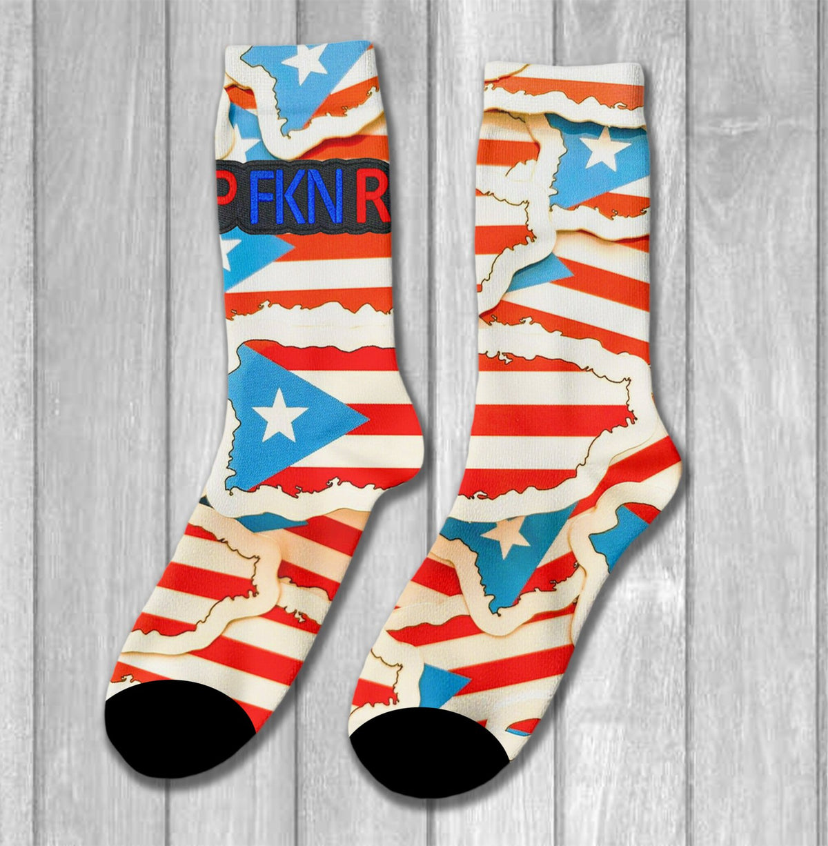 Puerto Rico Flag Overlay Various Jigsaw Puzzle Printed Socks