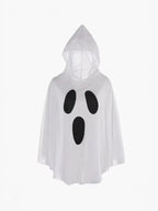 Unisex Ghost Print Halloween Hooded Cape