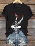 Women's Halloween Red Shoes Printed Casual T-Shirts