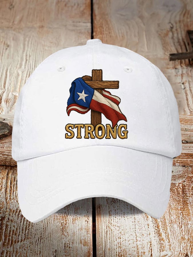 Retro Texas Strong Faith Cross Print Baseball Cap