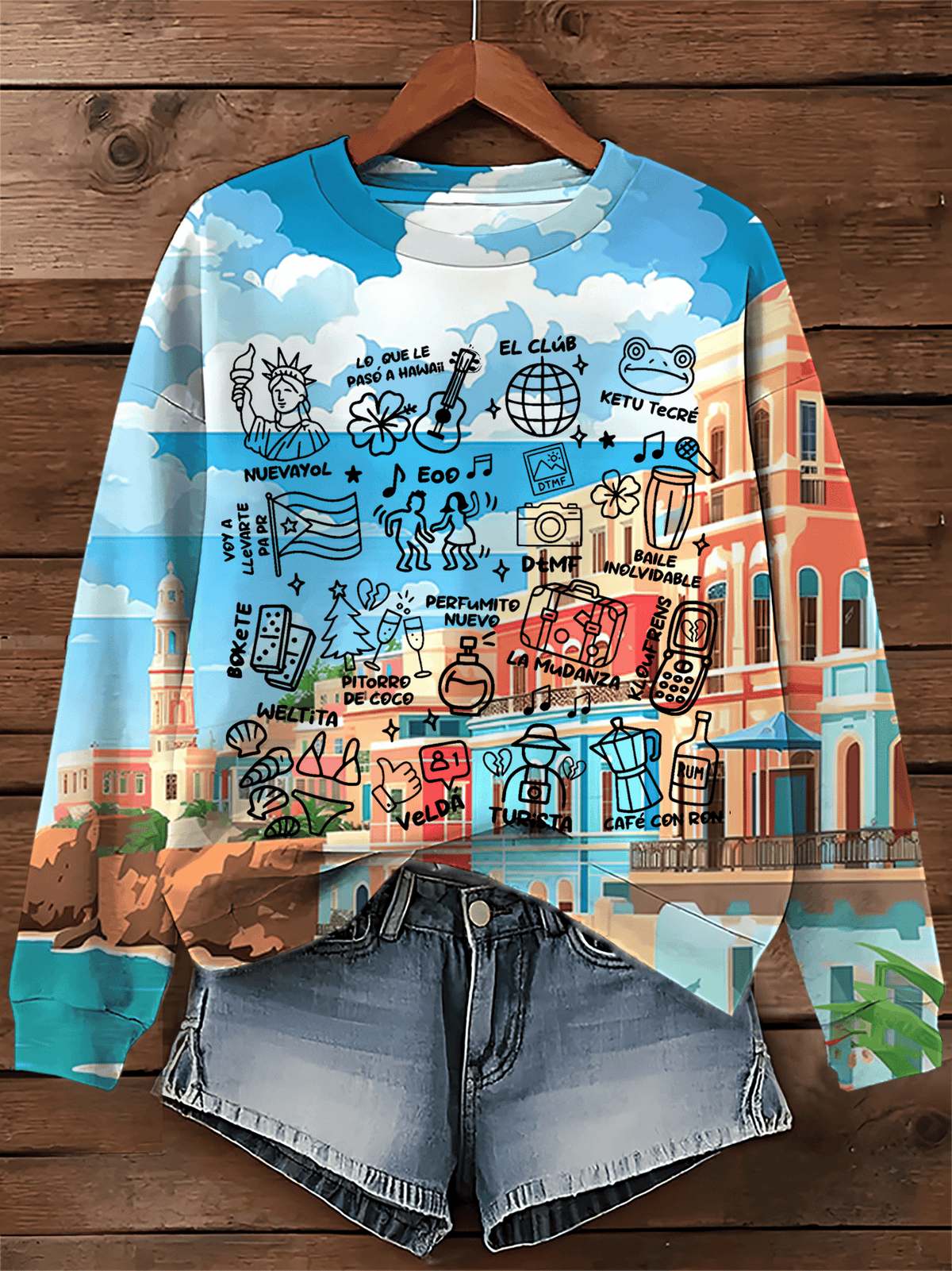Puerto RIco Singer Boricua Decorate Printed Sweatshirt