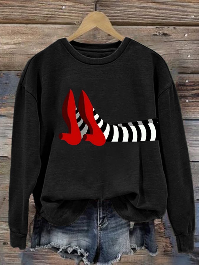 Women's Halloween Red Shoes  Print Sweatshirt