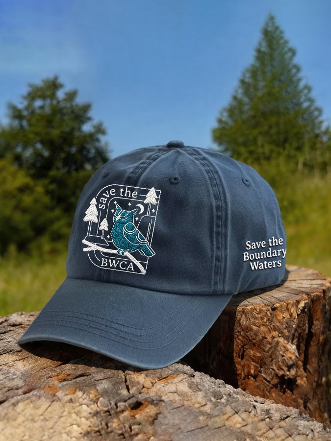 Retro Owls And The Wilderness Save The BWCA Save The Boundary Waters Print Baseball Cap