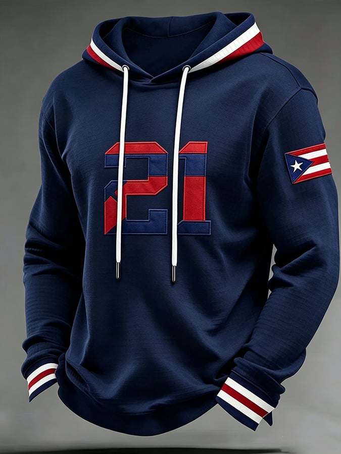 Men's Puerto Rico Baseball Print Long-Sleeve T-Shirt