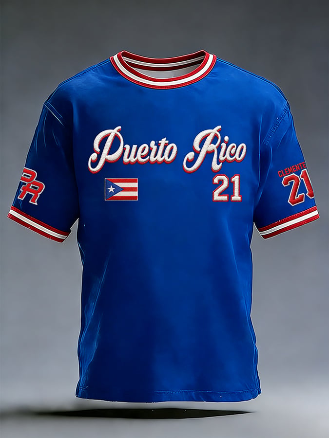 Men's Puerto Rico Baseball Fan Casual T-Shirt