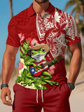 Men's Puerto Rico Print Casual Polo Shirt