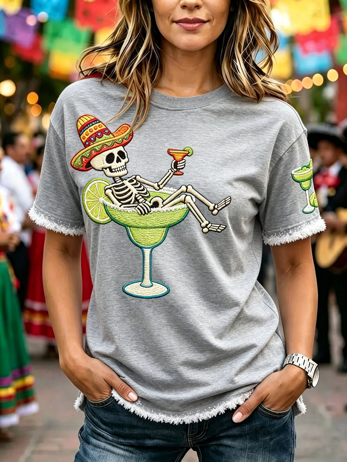 Women's Casual Cinco De Mayo Print Crew Neck T-Shirt