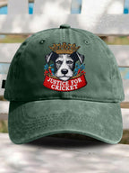 Retro Justice For Cricket Support Animal Protection Dog Lover Print Baseball Cap