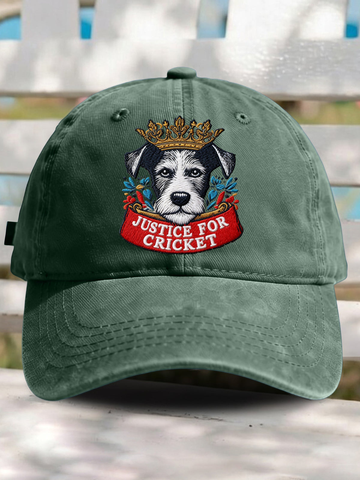 Retro Justice For Cricket Support Animal Protection Dog Lover Print Baseball Cap