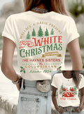 Merry Christmas Printed Round Neck T-Shirt