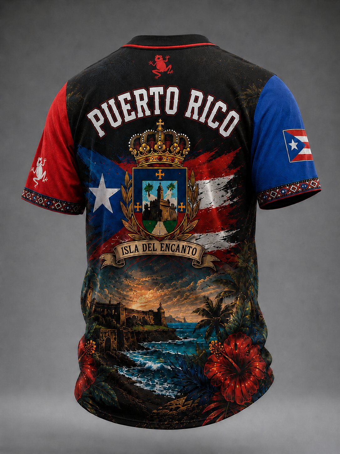 Men's Puerto Rico Art Printed Short-sleeved T-shirt