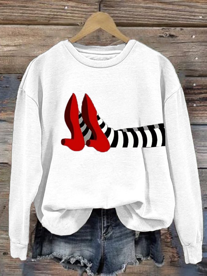 Women's Halloween Red Shoes  Print Sweatshirt