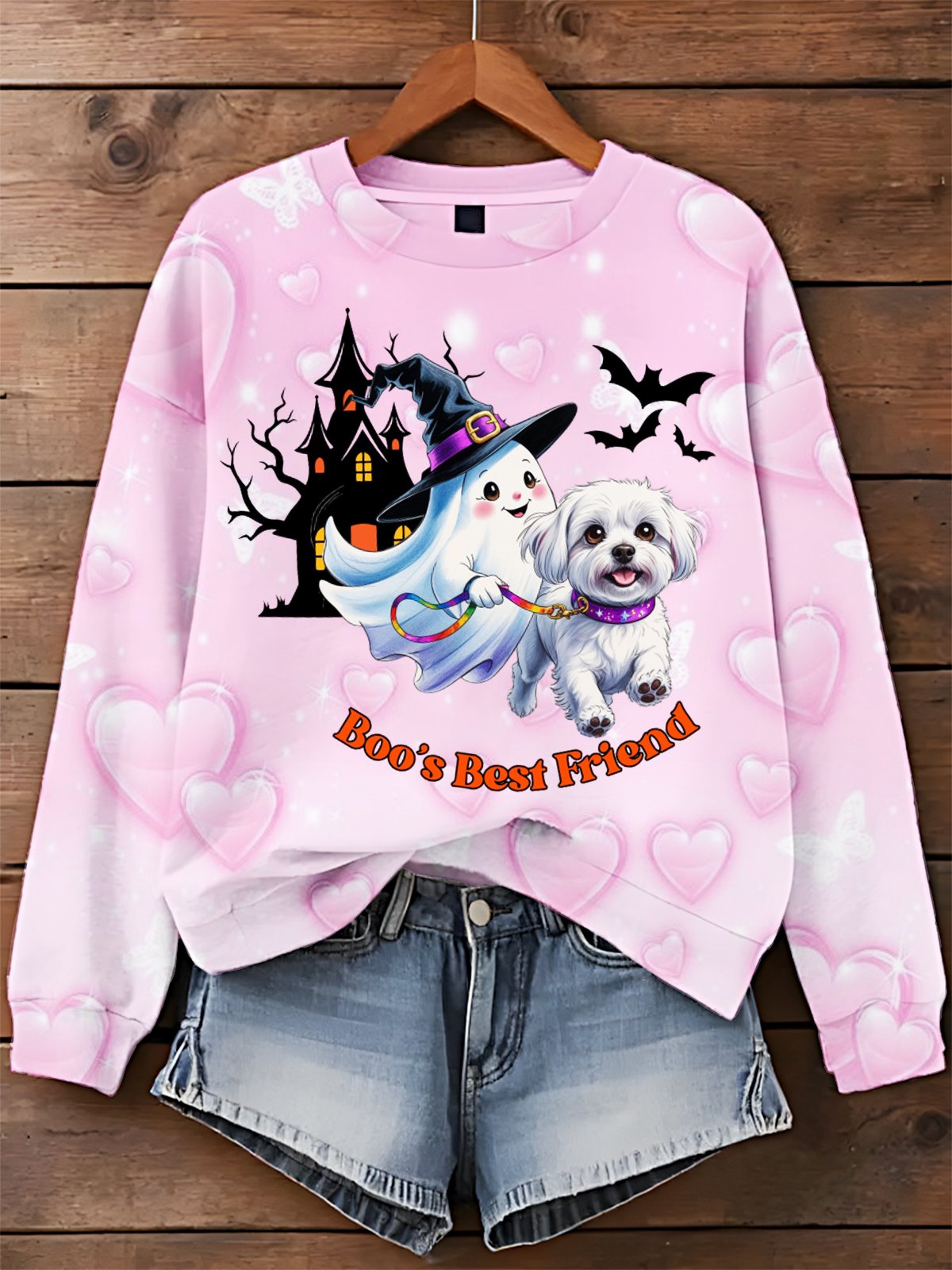 Dog Ghost Best Friend Halloween Art Printed Sweatshirt