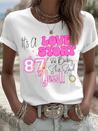 Women's Engaged Print Crew Neck T-Shirt