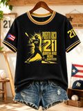 Women's Baseball Print T-shirt