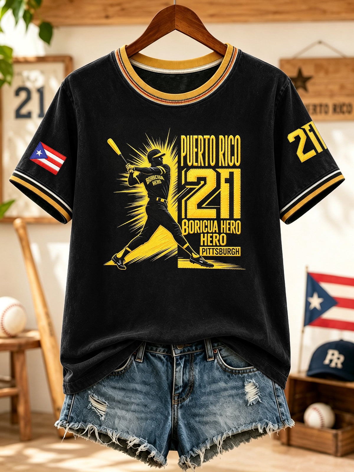 Women's Baseball Print T-shirt