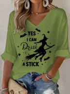 Women's Yes I Can Drive A Stick Print V Neck T-shirt