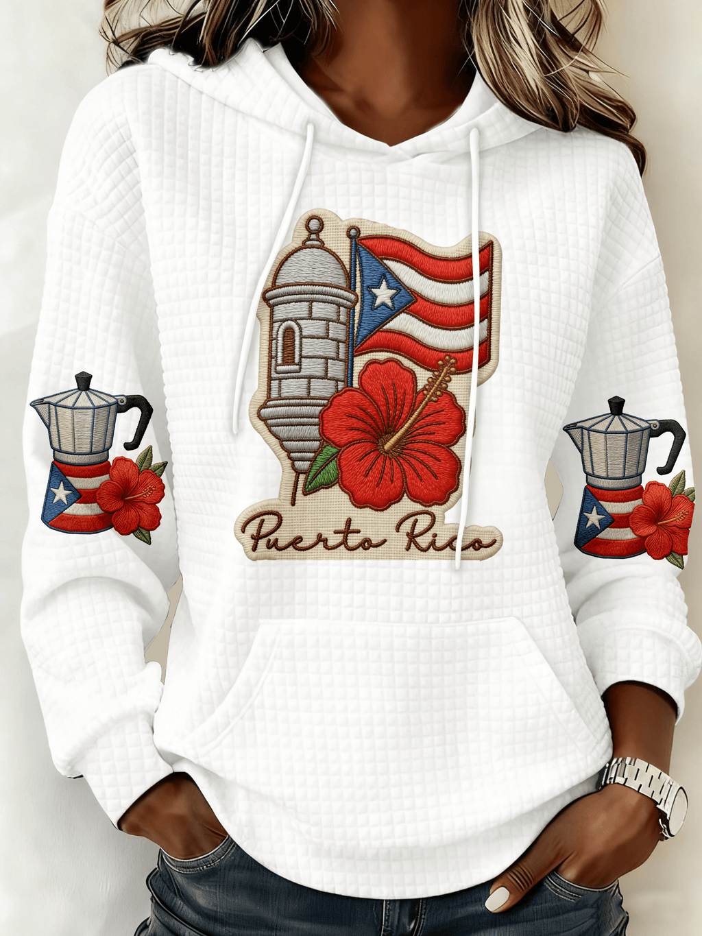 Puerto Rico Merry Christmas Printed Hooded Sweatshirt