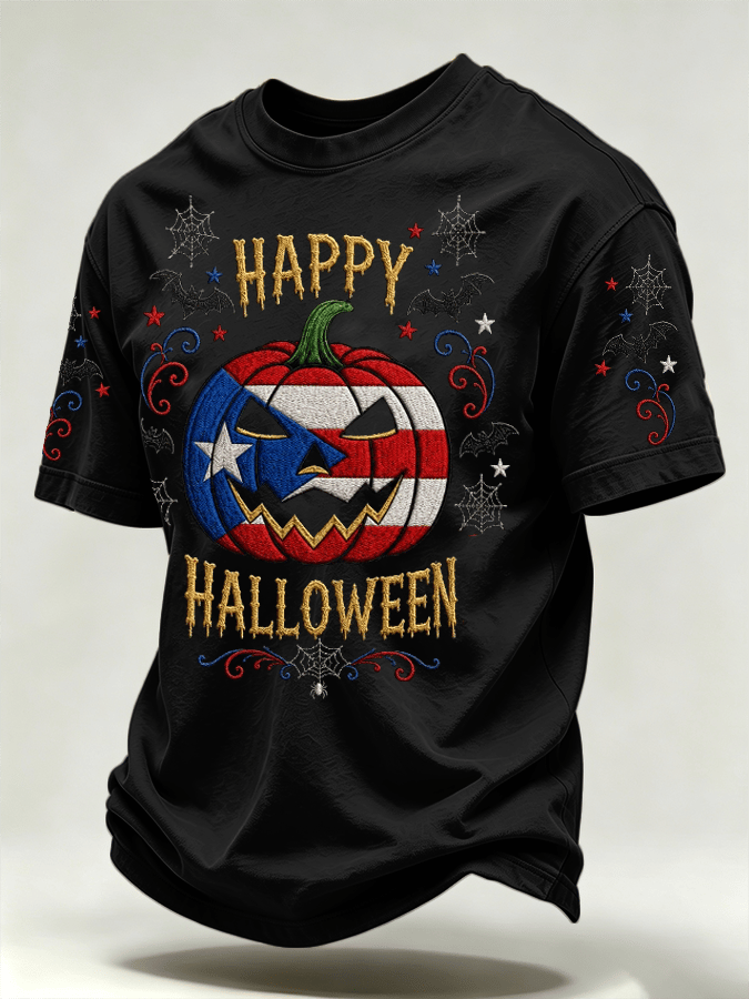 Men's Puerto Rico Halloween Printed Short-Sleeve T-Shirt