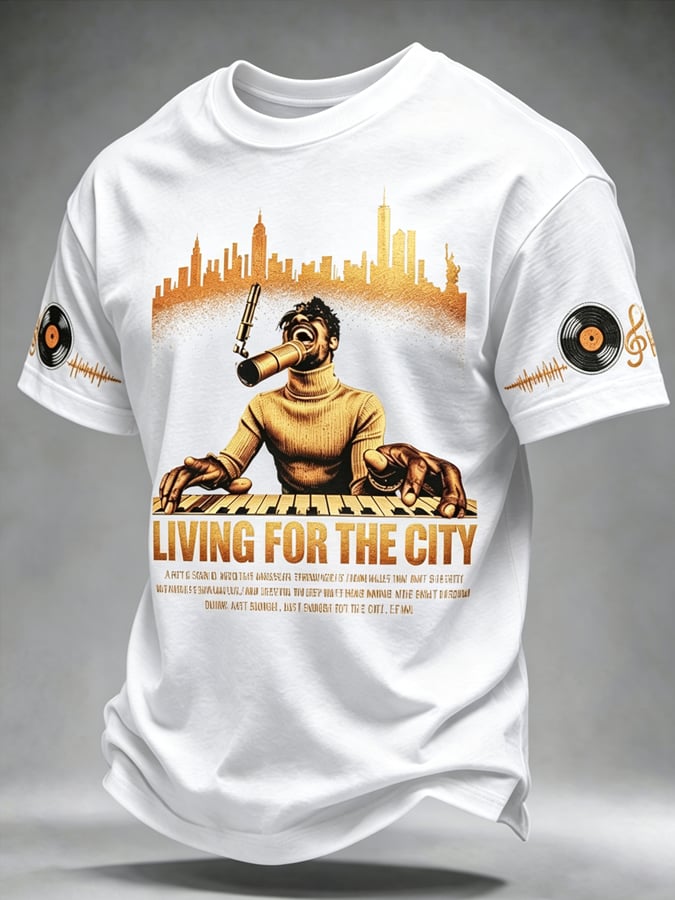 Men's Singer Print Casual T-Shirt